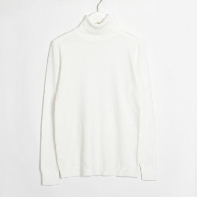 Turtleneck Long Sleeve Sweater - MomyMall XXL / White