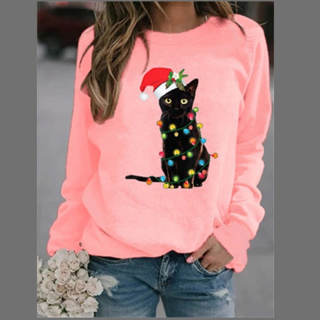 Casual Long Sleeve O-Neck Loose Hoodie Fashion Ladies Streetwear - MomyMall fan Y-001 Pink / S