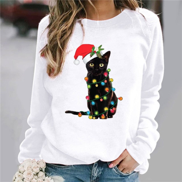 Casual Long Sleeve O-Neck Loose Hoodie Fashion Ladies Streetwear - MomyMall fan Y-001 White / S