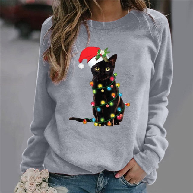 Casual Long Sleeve O-Neck Loose Hoodie Fashion Ladies Streetwear - MomyMall fan Y-001 Gray / S