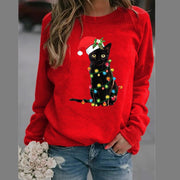 Casual Long Sleeve O-Neck Loose Hoodie Fashion Ladies Streetwear - MomyMall fan Y-001 Red / S
