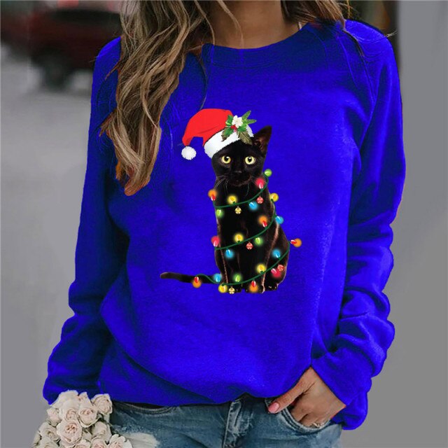 Casual Long Sleeve O-Neck Loose Hoodie Fashion Ladies Streetwear - MomyMall fan Y-001 Blue / S