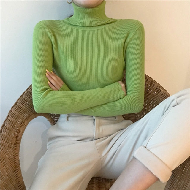 Primer Shirt Long Sleeve Short Slim-fit tight Sweater - MomyMall One Size / Fruit Green