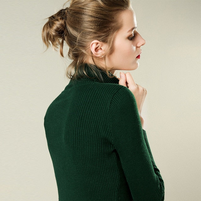 Primer Shirt Long Sleeve Short Slim-fit tight Sweater - MomyMall One Size / Dark Green