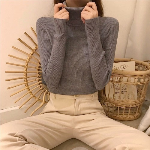 Primer Shirt Long Sleeve Short Slim-fit tight Sweater - MomyMall One Size / gray