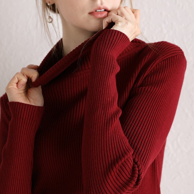 Primer Shirt Long Sleeve Short Slim-fit tight Sweater - MomyMall One Size / Burgundy