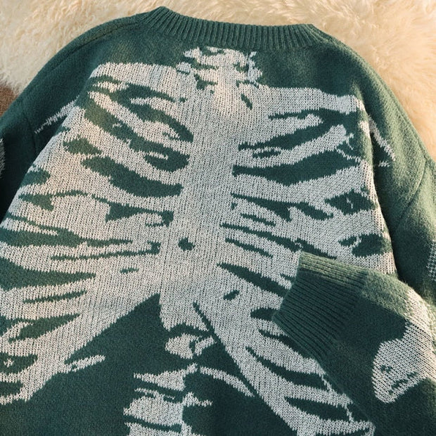 Streetwear O Neck Long Sleeve Sweater - MomyMall XL / green