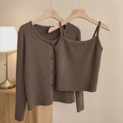 Cardigan Korean Fashion Basic Sleeve Sweater - MomyMall M / Coffee color