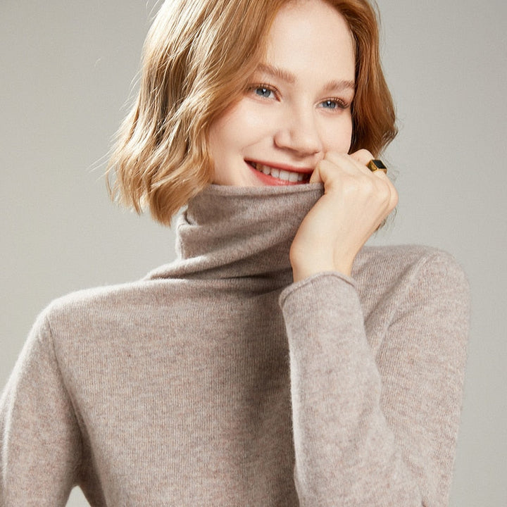 winter Women turtleneck cashmere sweater - MomyMall