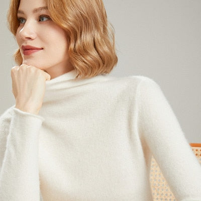 winter Women turtleneck cashmere sweater - MomyMall XXXL / China / white