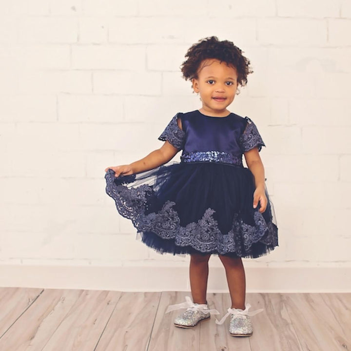 Little Girls Pageant Party Formal Dresses - MomyMall Blue / 0 - 6M