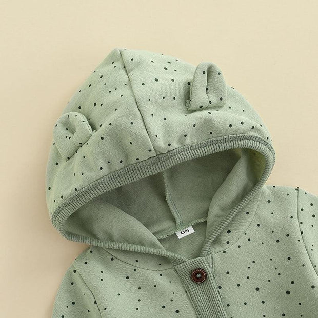 Spotted Bear Ear Hooded Romper