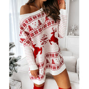 Knitted Loose Fit Long Sleeve O-neck Sweater - MomyMall