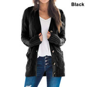 Long Sleeve Casual Pockets Solid Sweater - MomyMall 5XL / BLACK