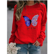 Casual Long Sleeve O-Neck Loose Hoodie Fashion Ladies Streetwear - MomyMall yang-79 Red / S