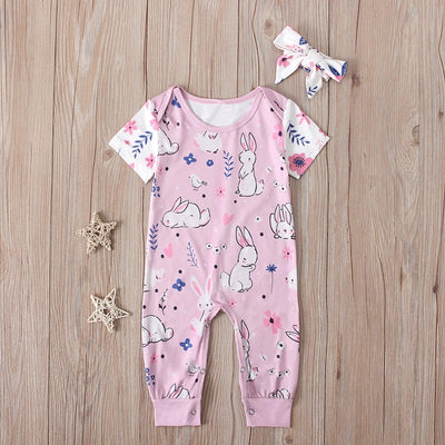 Floral Easter Bunny Romper with Bow