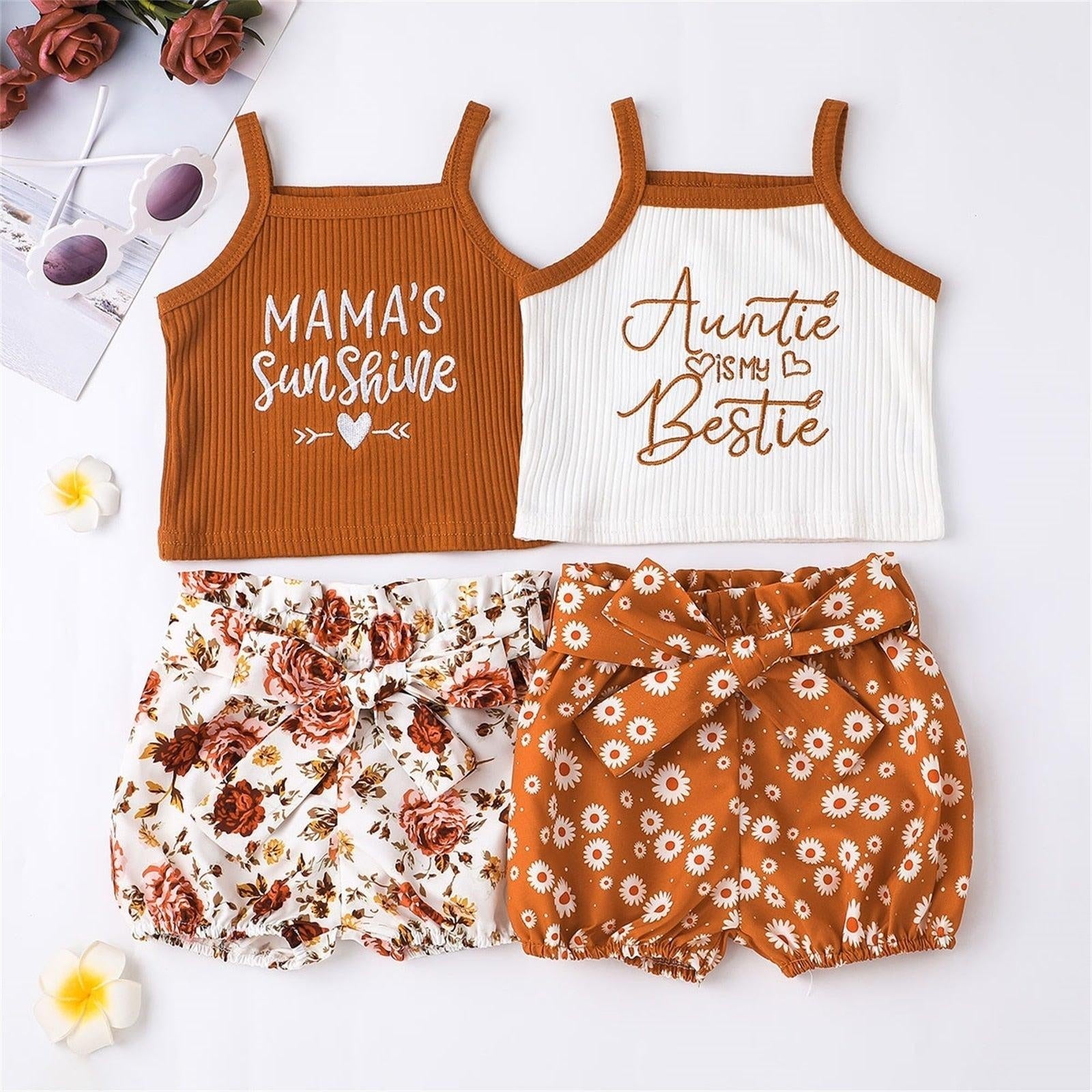 Mama's Sunshine or Auntie is my Bestie Floral Outfit - MomyMall