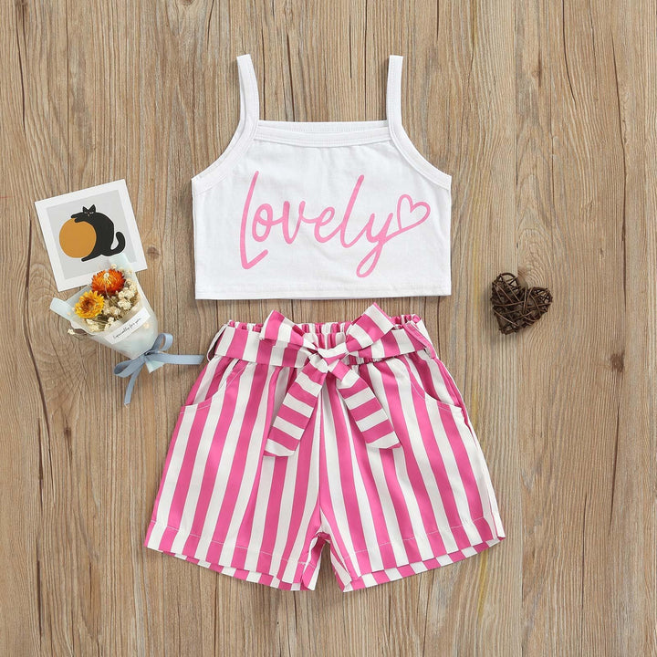 Lovely Crop Top with Candy Shorts - MomyMall White/Pink / 6-12 Mo