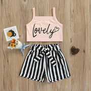 Lovely Crop Top with Candy Shorts - MomyMall Peach/Black/White / 6-12 Mo