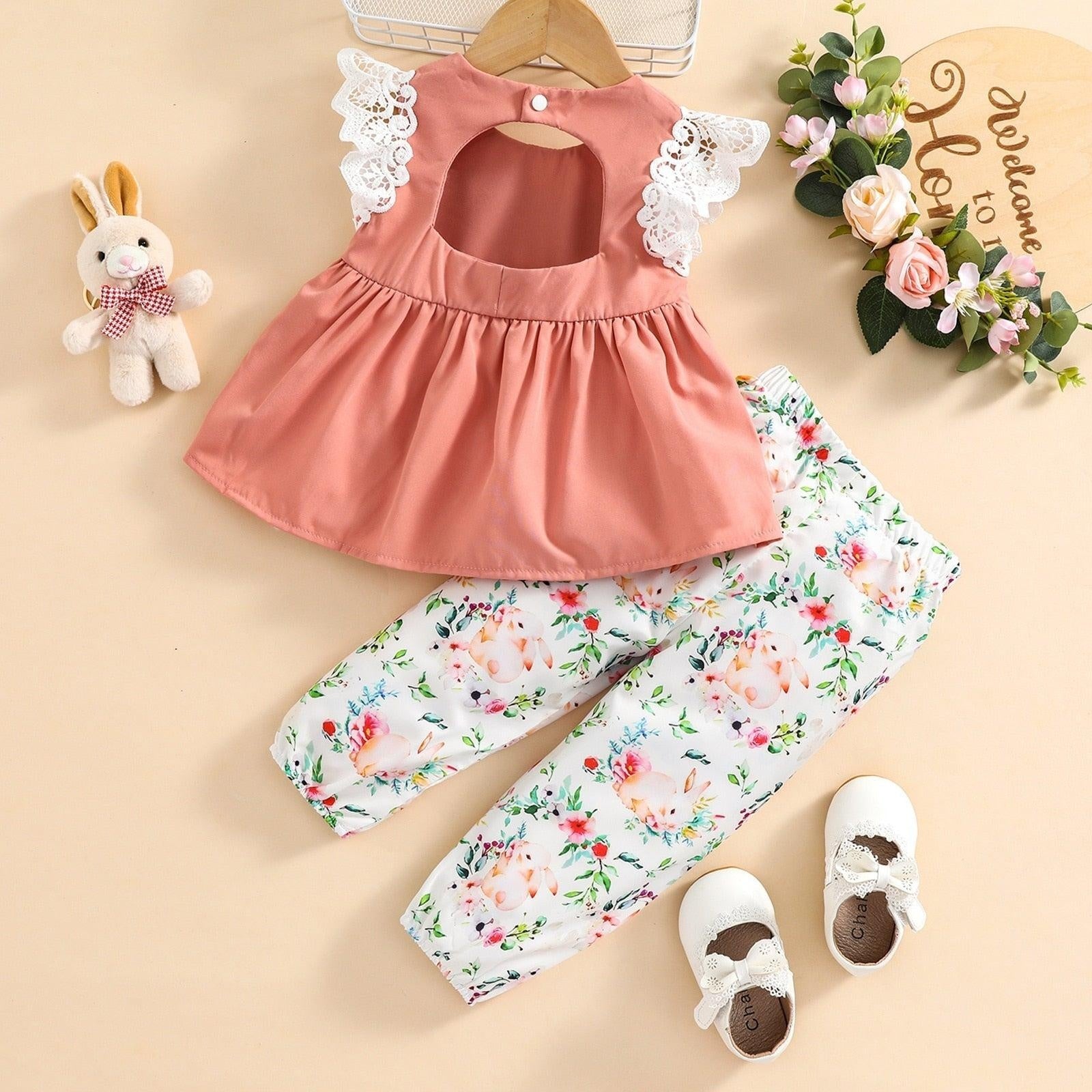 Lace Easter Bunny Top with Matching Pants