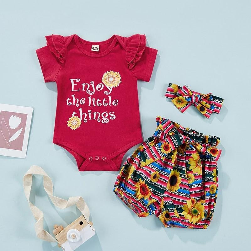 Enjoy the Little Things Onesie with Sunflower Shorts