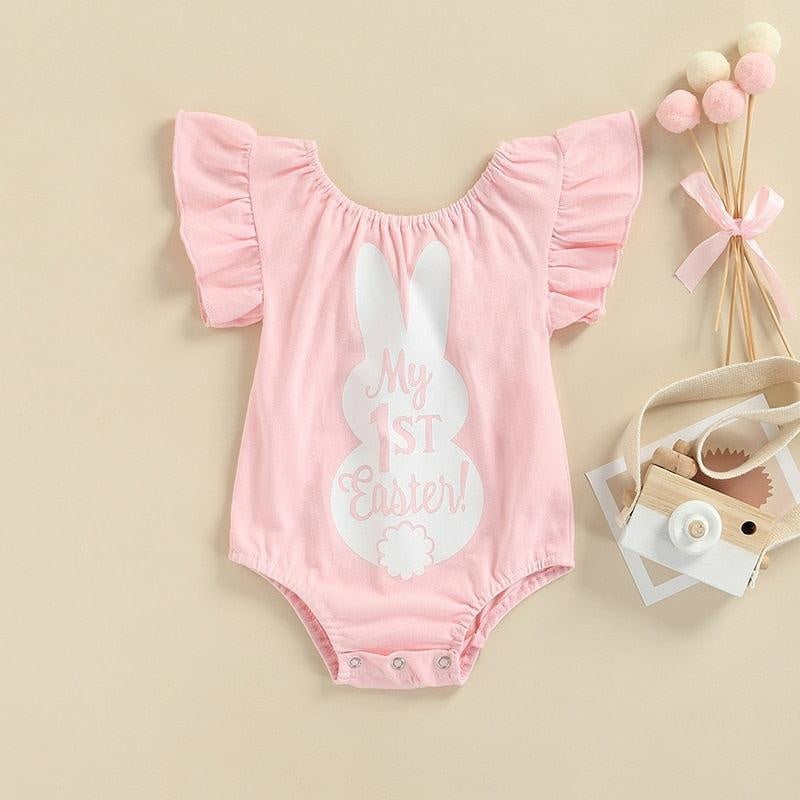 My 1st Easter Ruffle Onesie - MomyMall Pink / 0-3 Mo