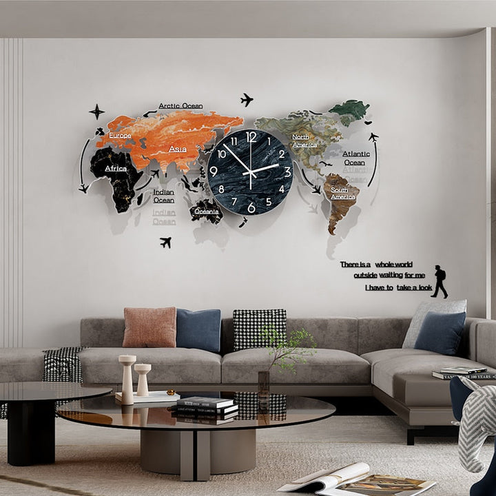 Creative Large World Wall Clock - MomyMall