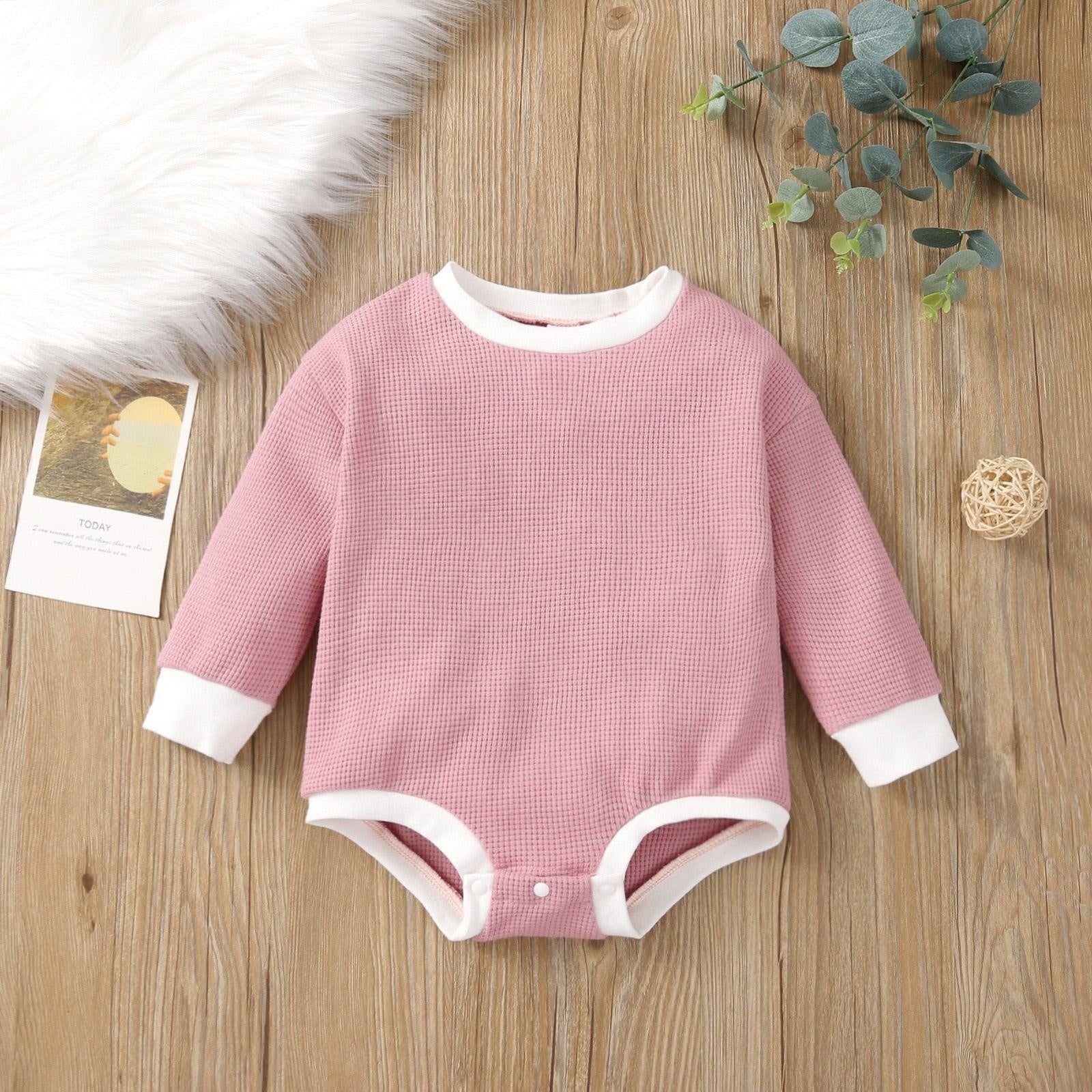 Long Sleeve Sweet Solid Onesie