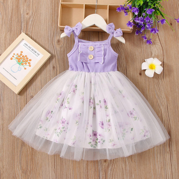 Floral Lace Princess Dress - MomyMall Purple / 3-6 Mo