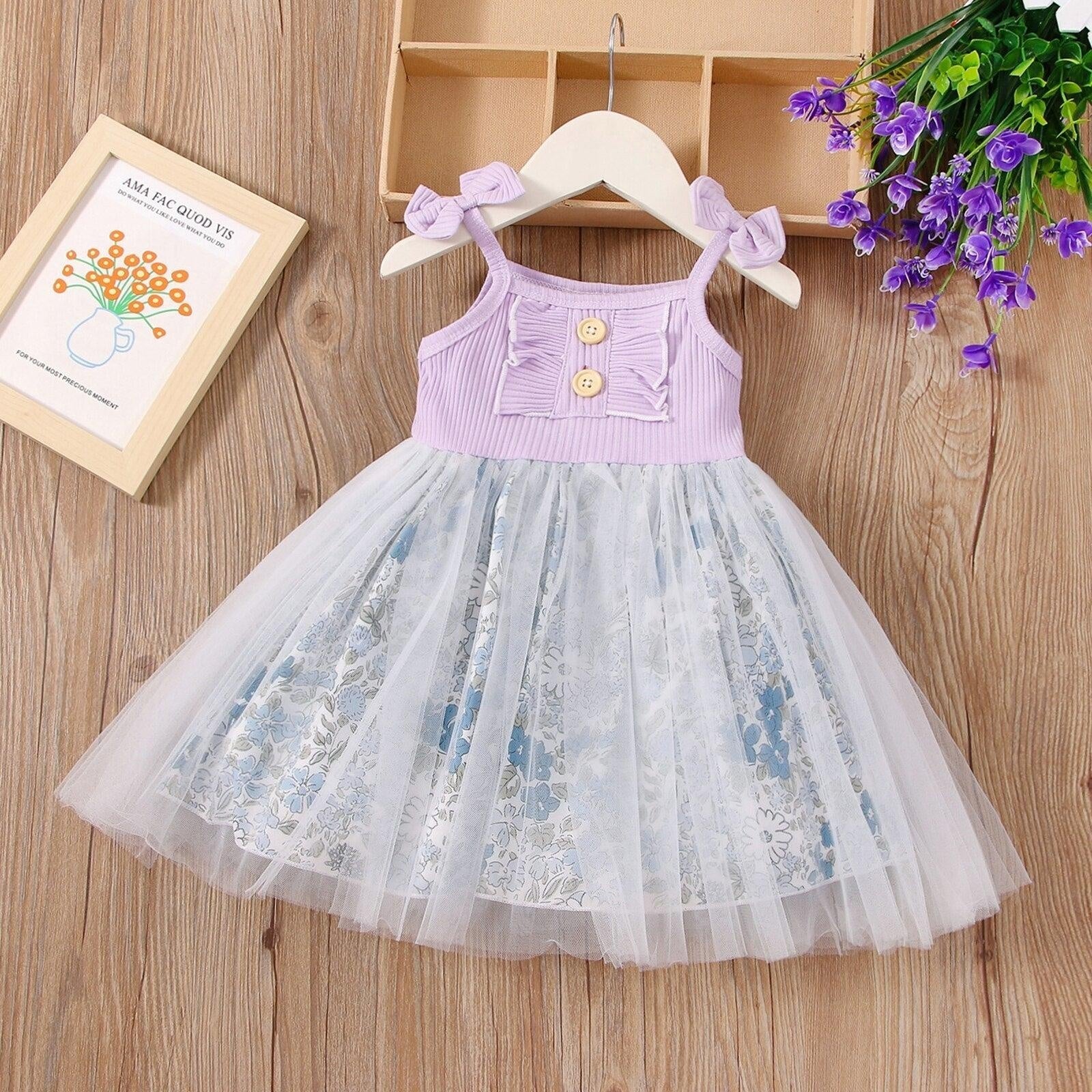 Floral Lace Princess Dress - MomyMall Light Purple / 3-6 Mo