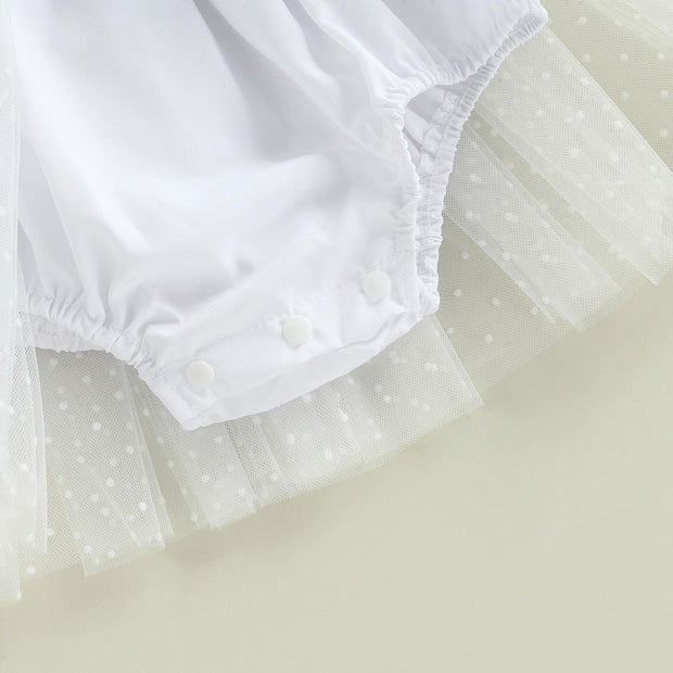 White Lace Polka Dot Dress - MomyMall