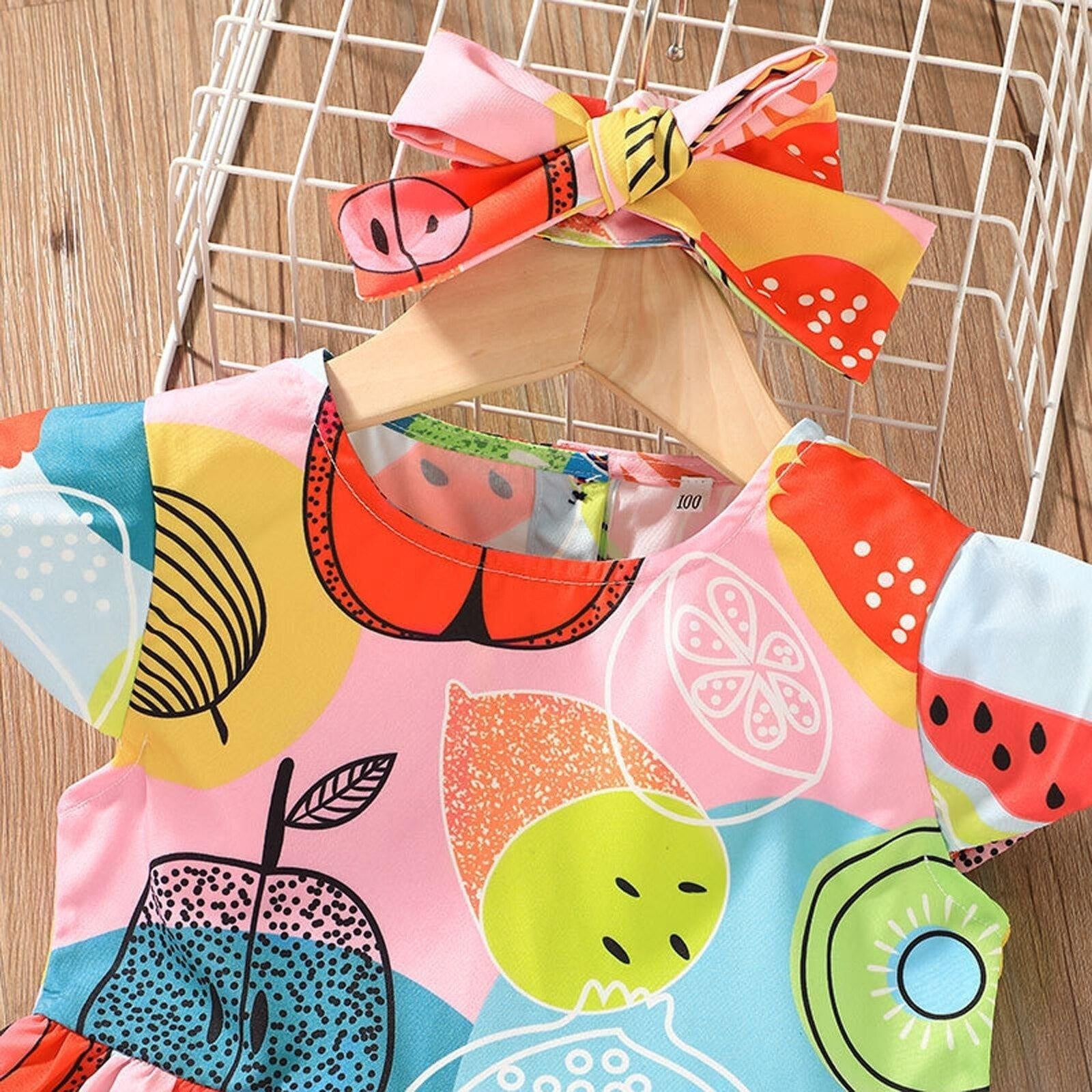 Fruit Swing Dress with Bow - MomyMall