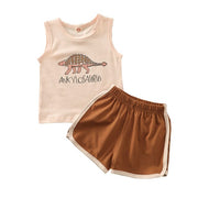 Dinosaur Tank Top with Shorts Set - MomyMall Brown / 1-2 Toddler