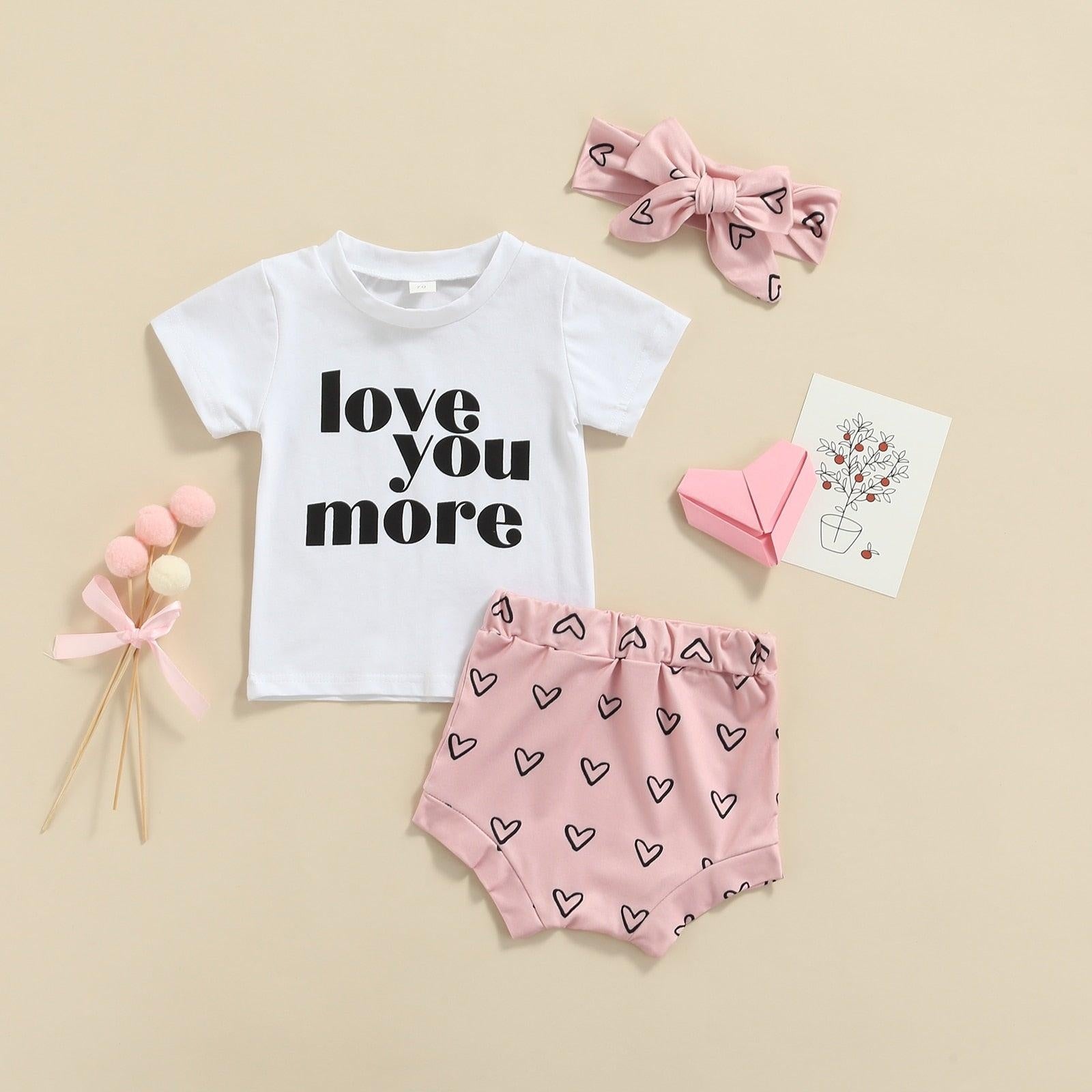 Love You More Heart Outfit - MomyMall White/Pink / 3-6 Mo