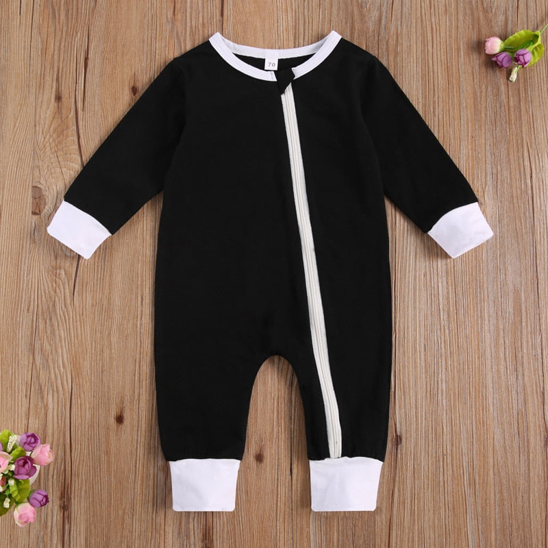 Zipper Onesie (3 Designs) - MomyMall Solid Black / 3-6 Mo