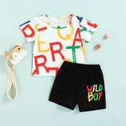 Wild Boy Letter T-shirt & Shorts