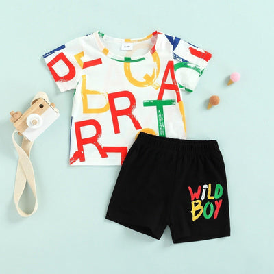 Wild Boy Letter T-shirt & Shorts