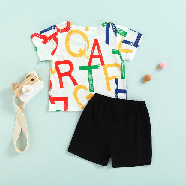 Wild Boy Letter T-shirt & Shorts