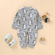 Gray Knitted Dinosaur Romper