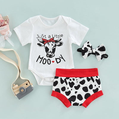 Just a Little Moody Cow Outfit - MomyMall White/Red/Black / 3-6 Mo