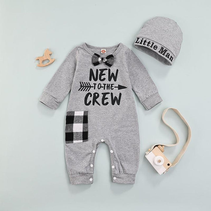 New to the Crew Plaid Romper & Little Man Hat