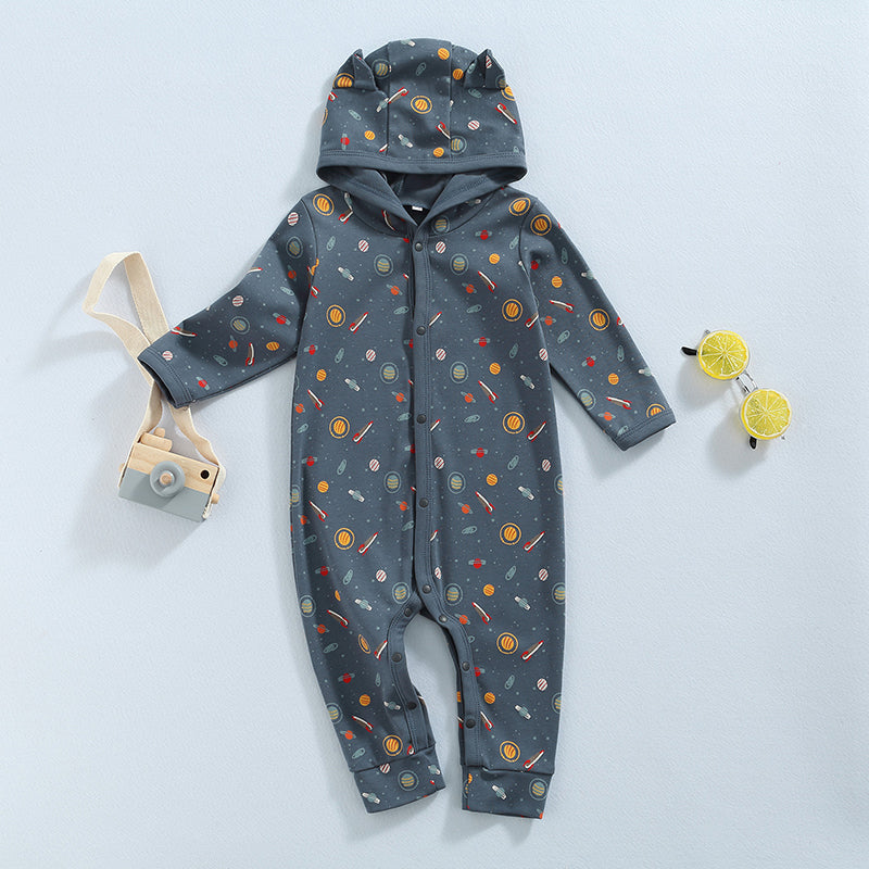 Outer Space Planet Romper - MomyMall Dark Gray / 3-6 Mo