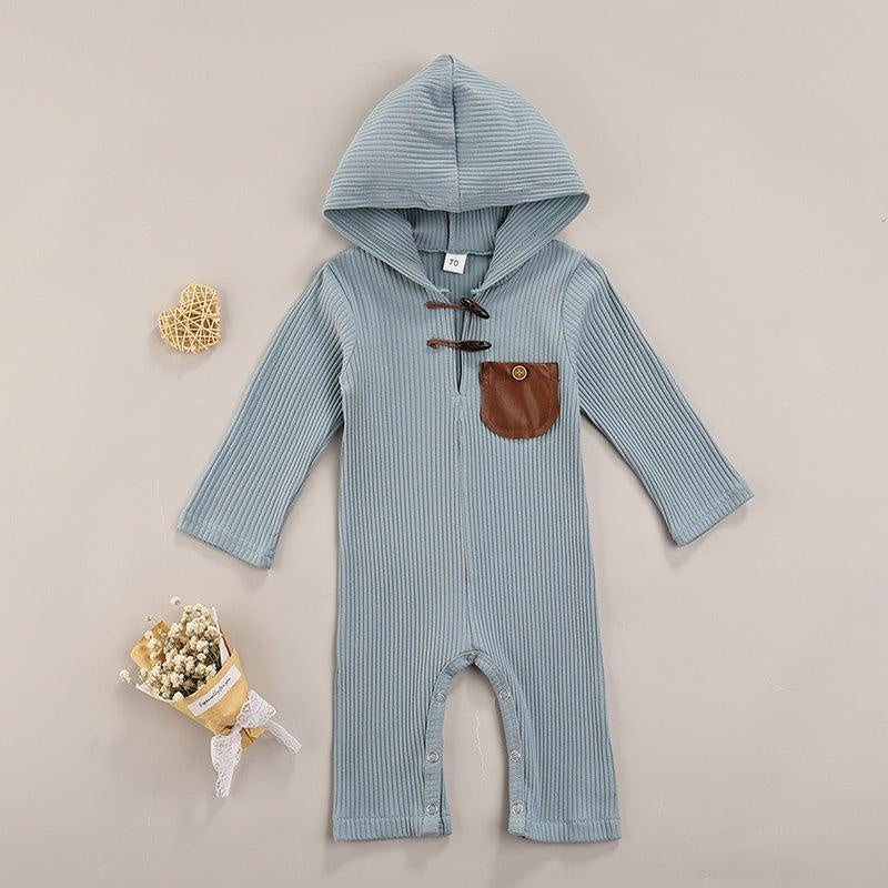 Ribbed Hoodie Pocket Romper - MomyMall