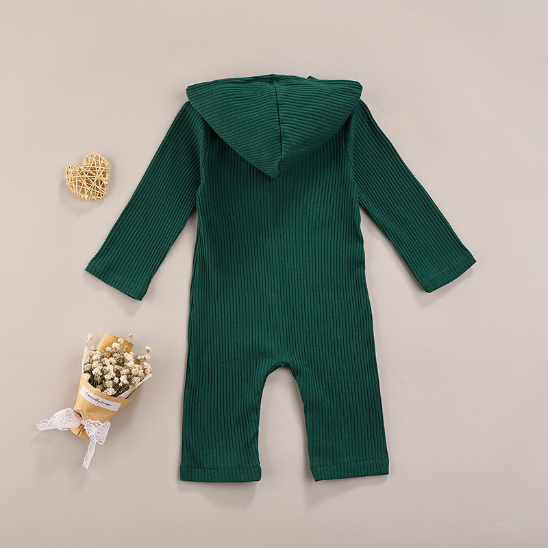 Ribbed Hoodie Pocket Romper - MomyMall