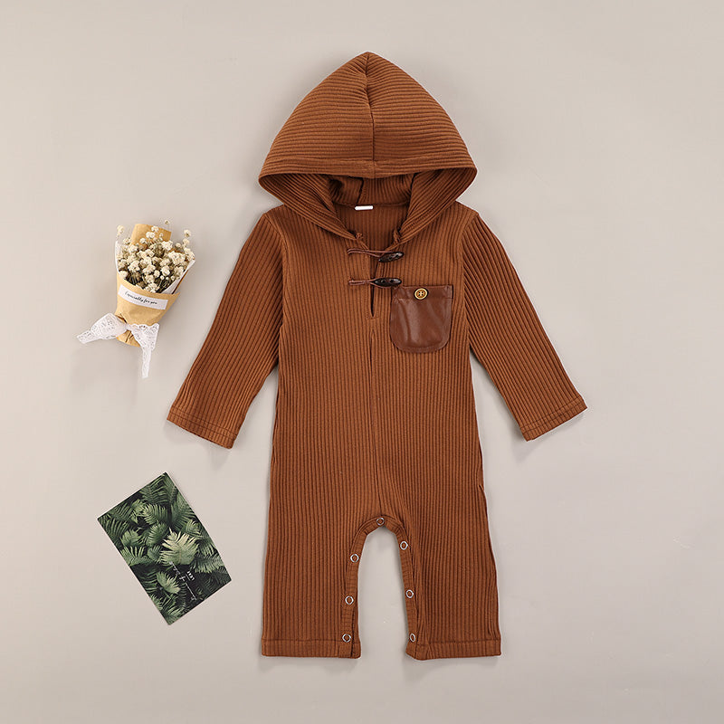 Ribbed Hoodie Pocket Romper - MomyMall