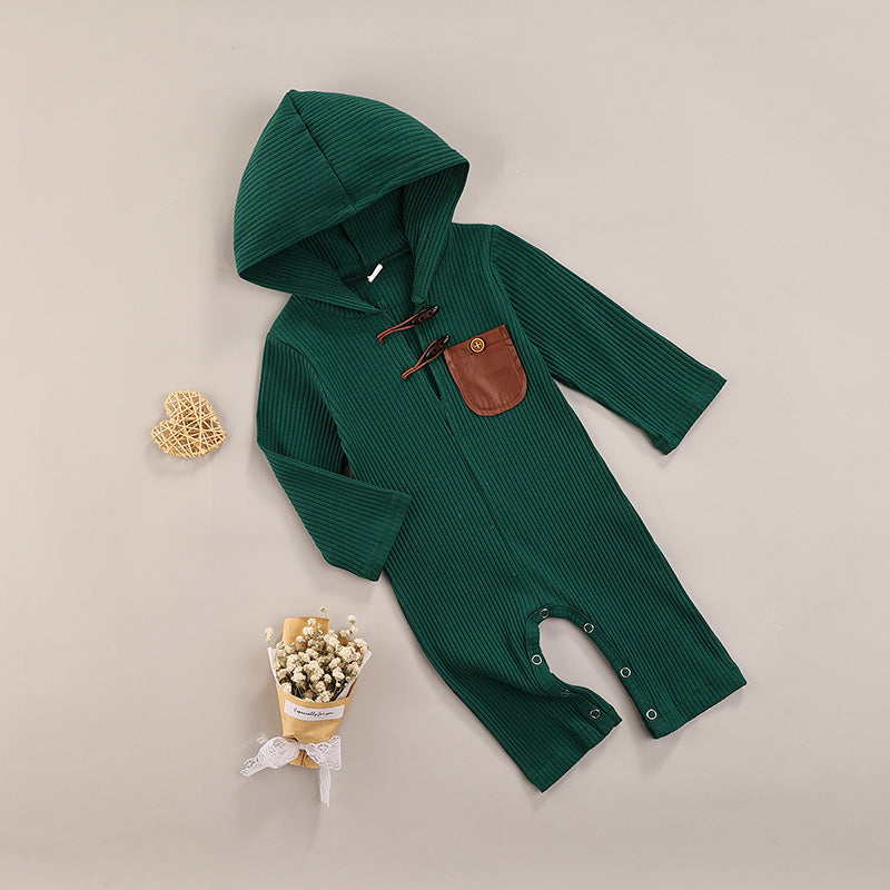 Ribbed Hoodie Pocket Romper - MomyMall