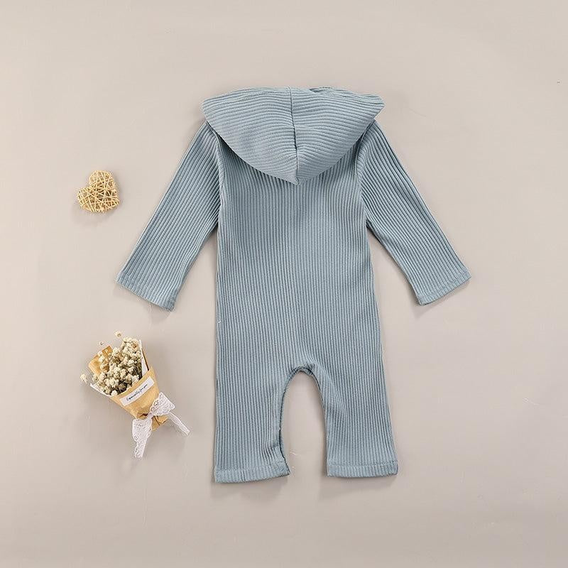 Ribbed Hoodie Pocket Romper - MomyMall