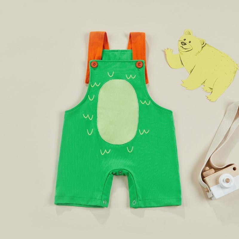 Overalls Dinosaur Romper - MomyMall Dark Green / 3-6 Mo