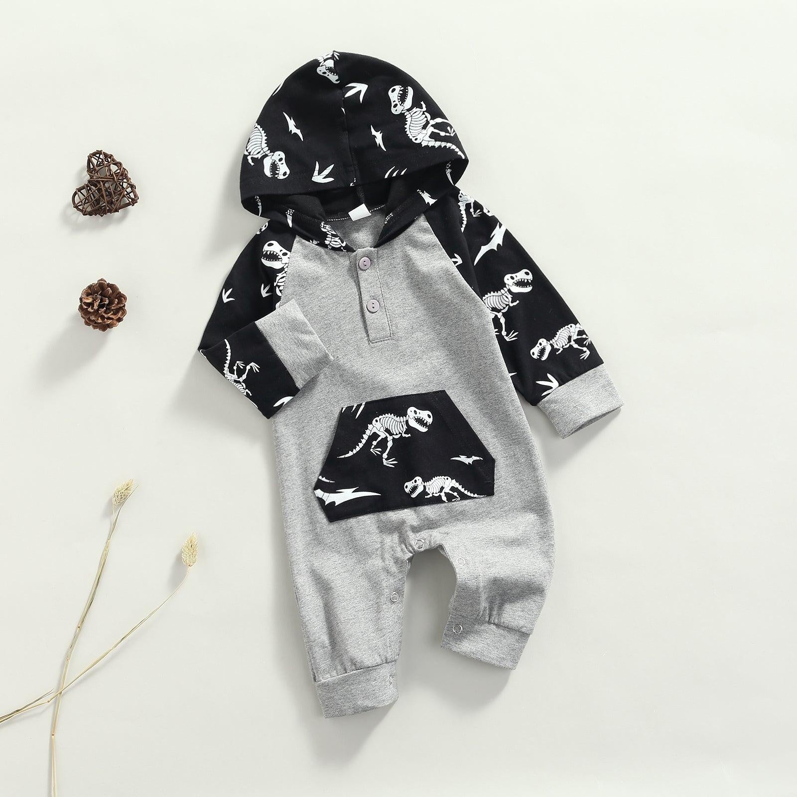 Dinosaur Skeleton Hoodie Romper - MomyMall