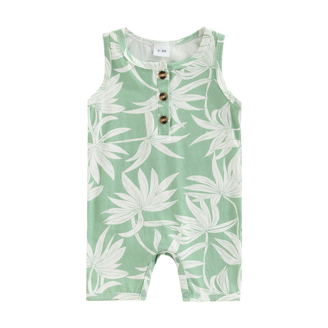 Beach Boy Onesie (5 Patterns) - MomyMall Light Green Leaves / 0-3 Mo